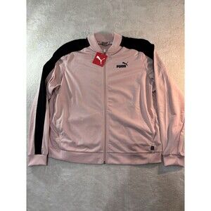 NWT PUMA Womens XL Rose Bomber Track Jacket  Black Long Coat Zipper Pockets